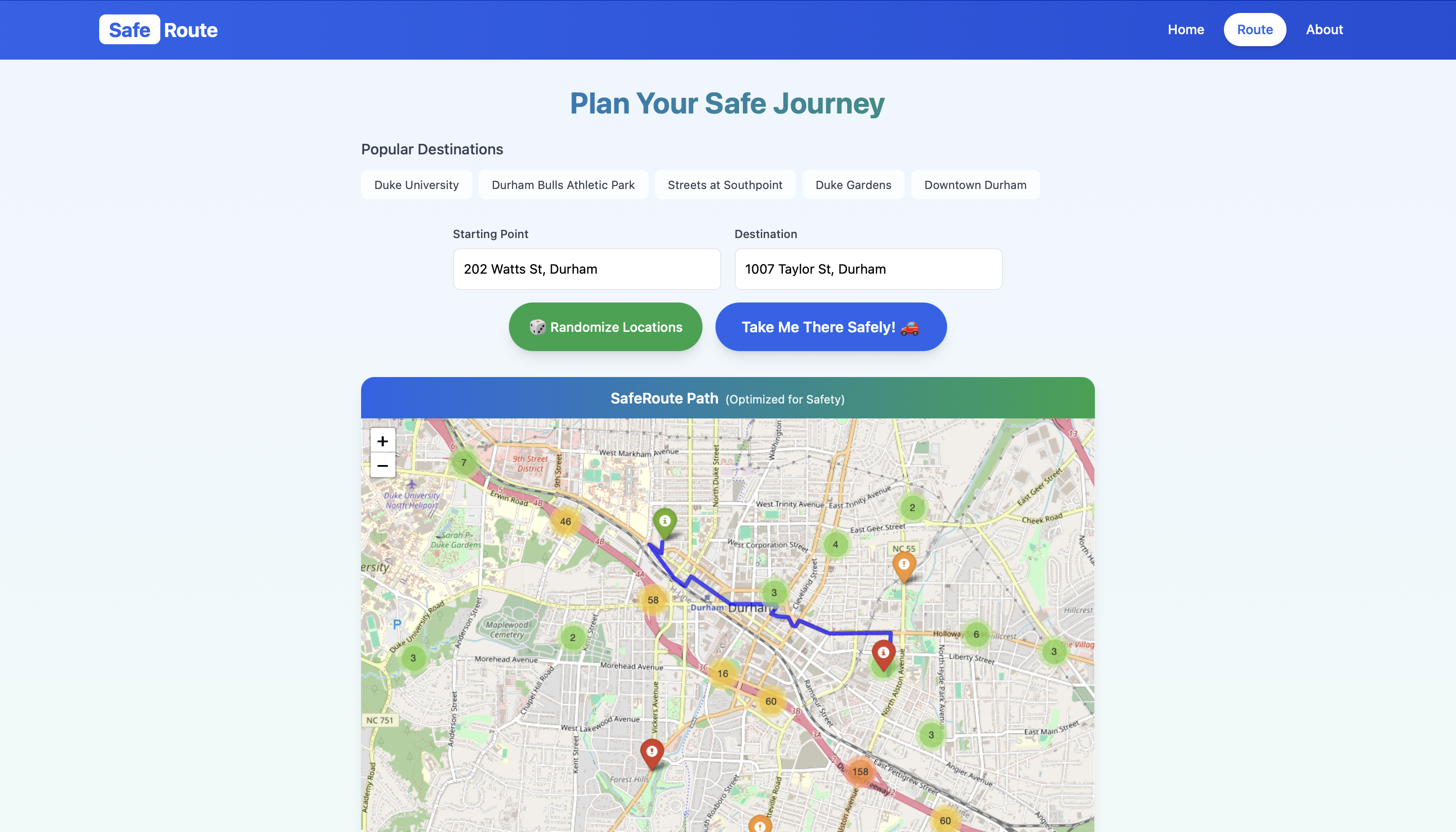 SafeRoute App Screenshot 1